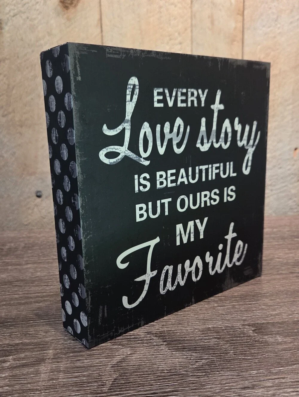 Love Story Block Sign Farmhouse  Wedding Anniversary Shelf Decor 8